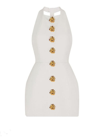 Rebecca Halter Backless Mini Dress Pink Fresh Sweet Style Women's Dress - Seldom Seen Styles