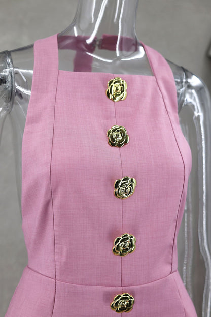 Rebecca Halter Backless Mini Dress Pink Fresh Sweet Style Women's Dress - Seldom Seen Styles