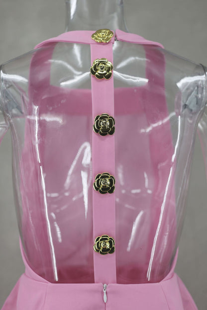 Rebecca Halter Backless Mini Dress Pink Fresh Sweet Style Women's Dress - Seldom Seen Styles