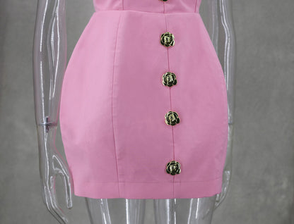 Rebecca Halter Backless Mini Dress Pink Fresh Sweet Style Women's Dress - Seldom Seen Styles