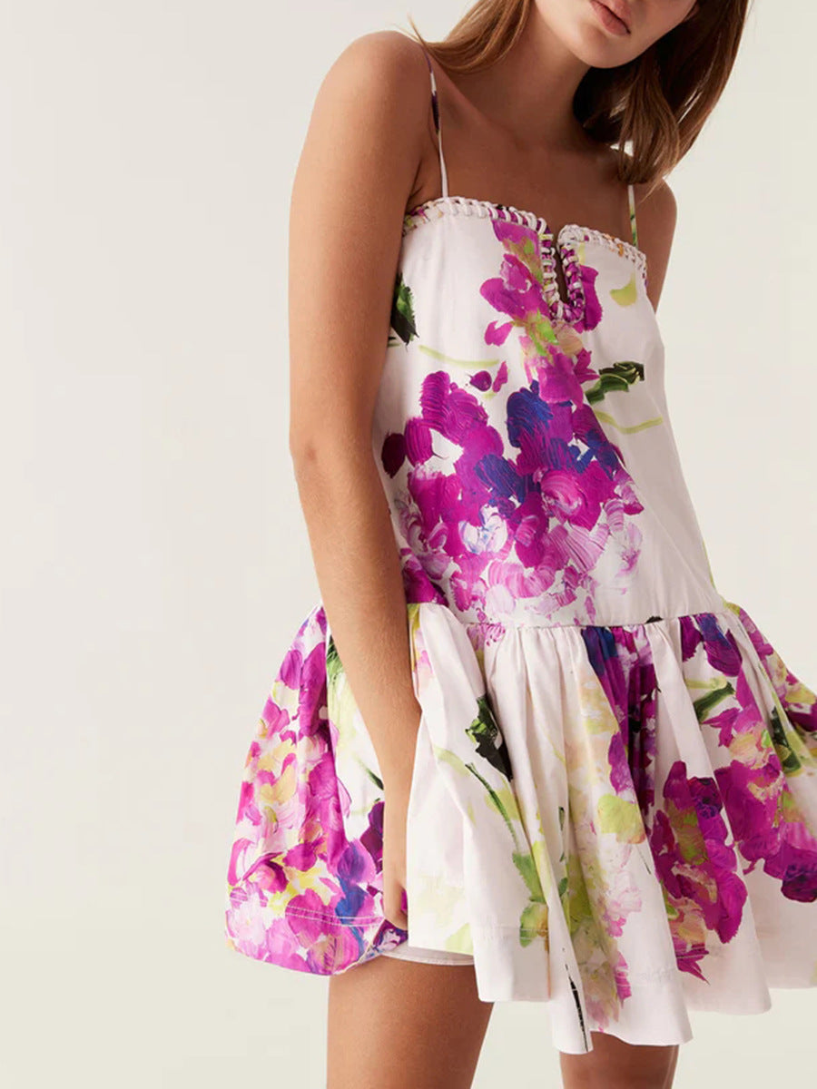 Rilia Halter Printed Mini Dress Ruffle Strap Dress - Seldom Seen Styles