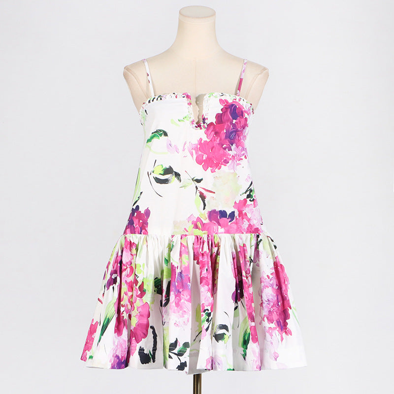 Rilia Halter Printed Mini Dress Ruffle Strap Dress - Seldom Seen Styles