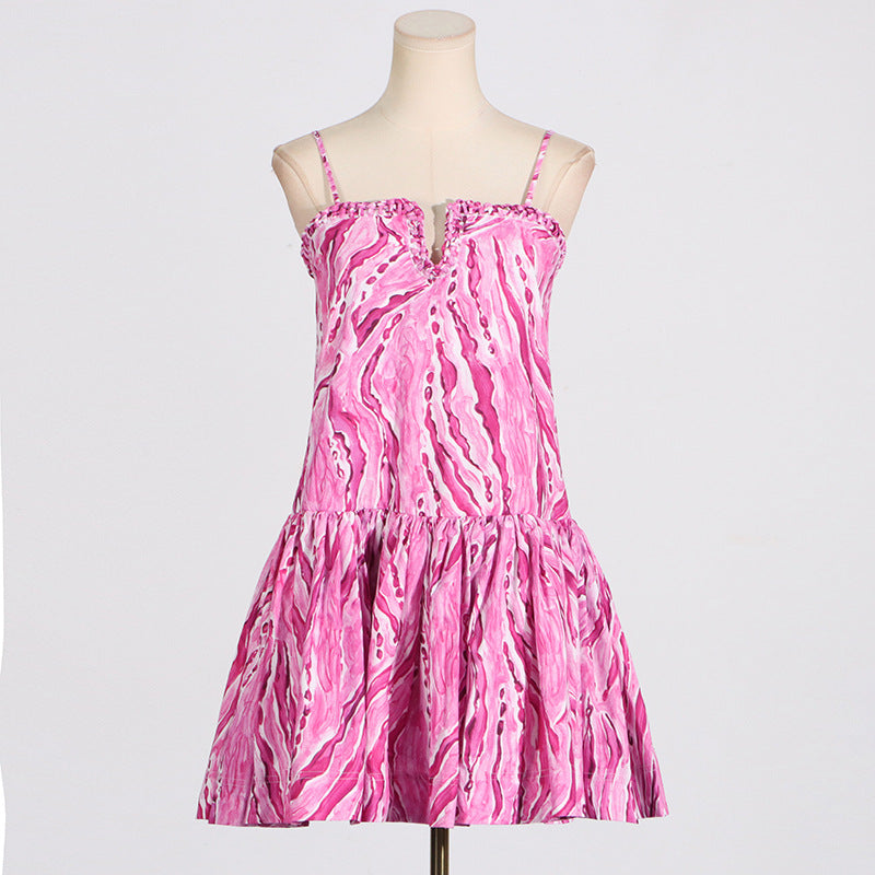 Rilia Halter Printed Mini Dress Ruffle Strap Dress - Seldom Seen Styles