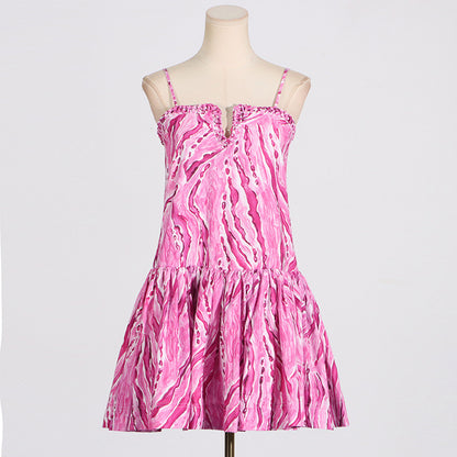 Rilia Halter Printed Mini Dress Ruffle Strap Dress - Seldom Seen Styles