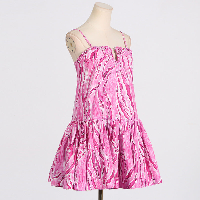 Rilia Halter Printed Mini Dress Ruffle Strap Dress - Seldom Seen Styles