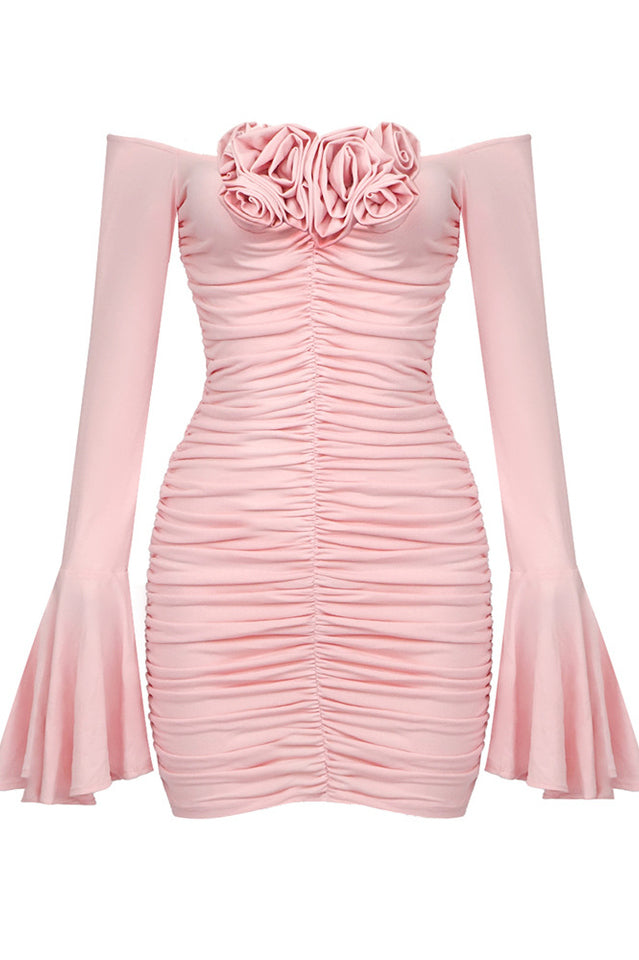 Ruched Roses Mini Dress - Seldom Seen Styles