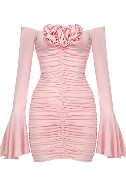 Ruched Roses Mini Dress - Seldom Seen Styles