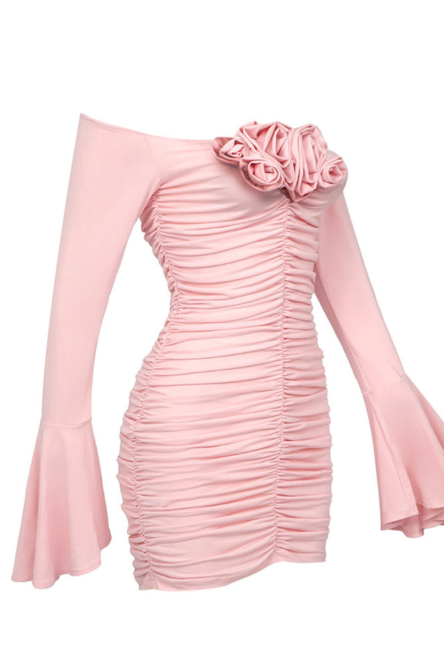 Ruched Roses Mini Dress - Seldom Seen Styles
