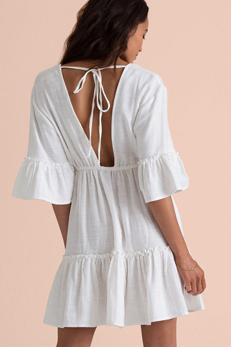 Ruffled Patchwork V Neck Cover up - Seldom Seen Styles