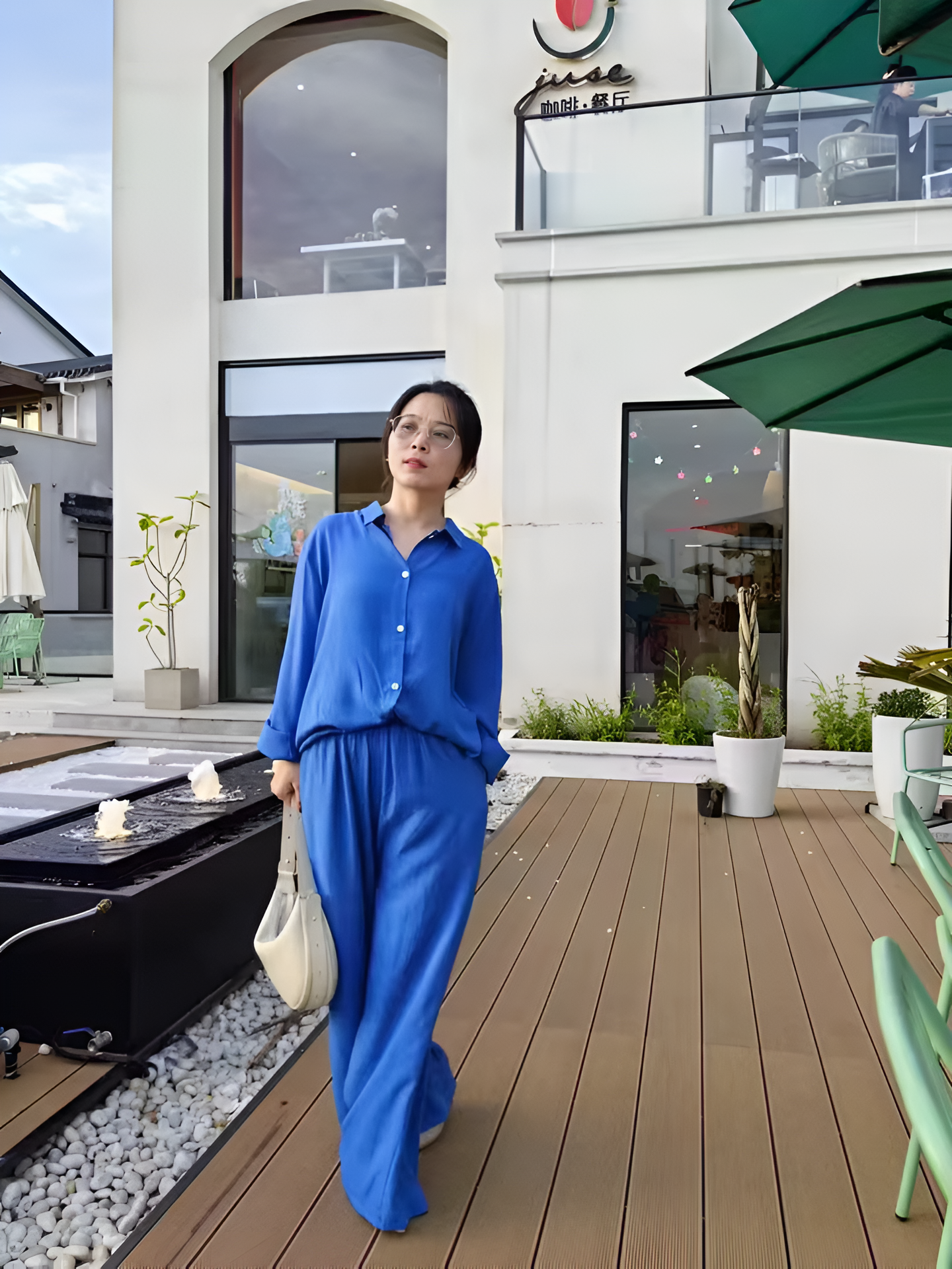 Womens Cotton Linen 2 Piece Outfits Long Sleeve Button Down Top Loose Elastic Waist Wide Leg Long Pants with 2 Pockets - Seldom Seen Styles