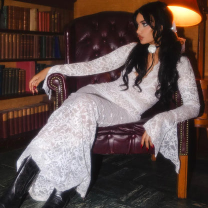 SERRY MAXI DRESS Long Sleeve White Lace Dress - Seldom Seen Styles