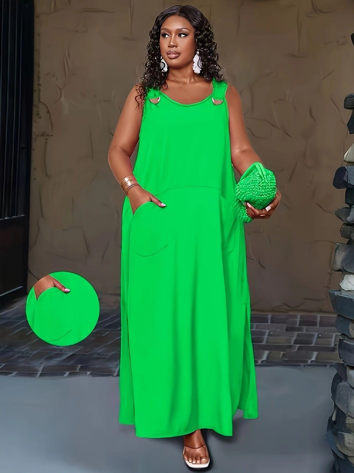 VVZ Women's Loose Plain Dress