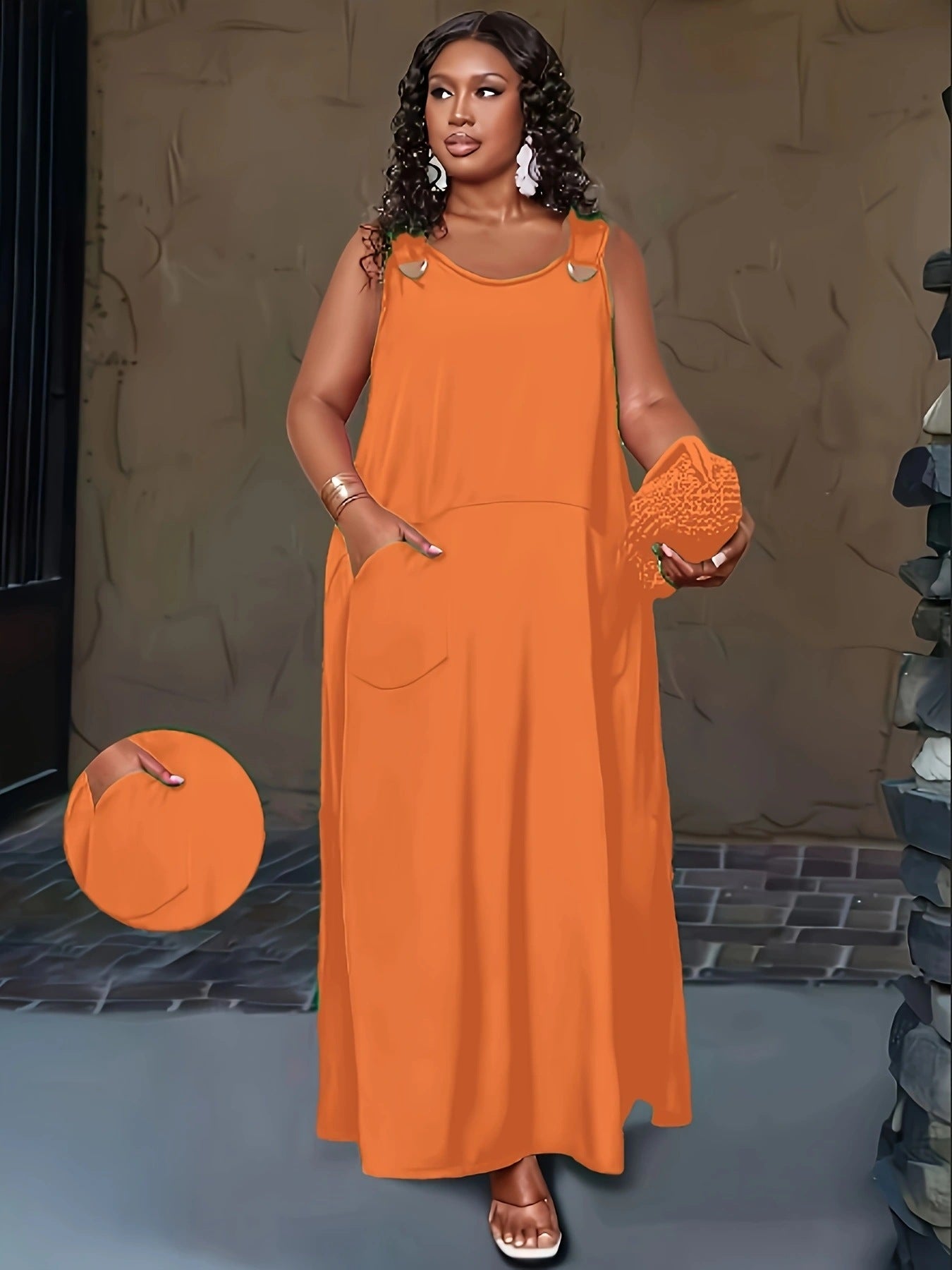 VVZ Women's Loose Plain Dress