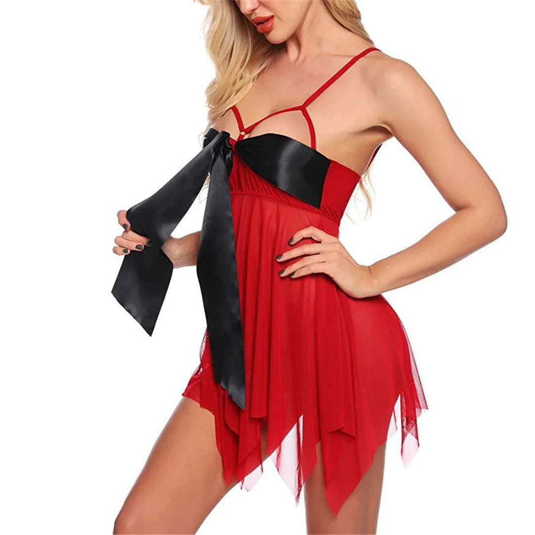 Sajiero Bowknot Sling Front Open Short Lingerie - Seldom Seen Styles