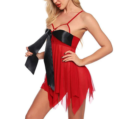 Sajiero Bowknot Sling Front Open Short Lingerie - Seldom Seen Styles