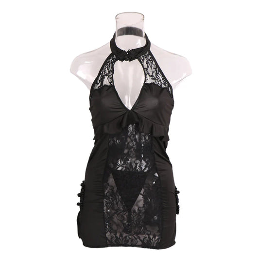 Sajiero Collar Open Neck Sexy Mesh Lingerie - Seldom Seen Styles