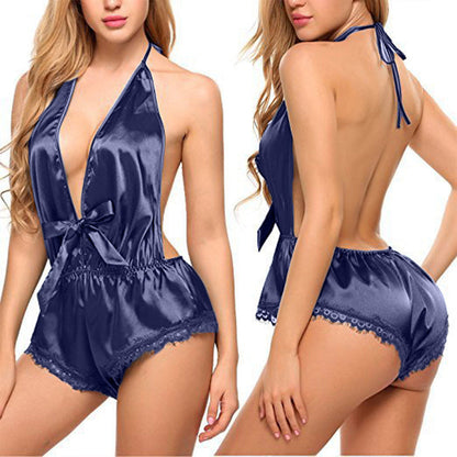 Sajiero Deep V-Neck Sexy Silk Bodysuit - Seldom Seen Styles