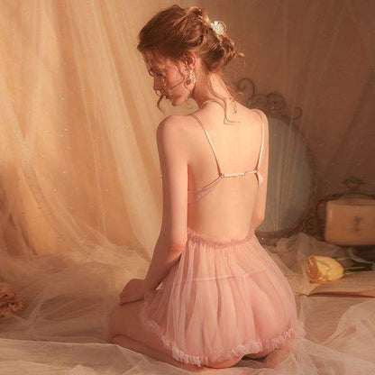 Sajiero Pretty Flower Embroidered Transparent Short Lingerie - Seldom Seen Styles