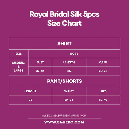 Sajiero Royal Bridal Silk 5pcs Nightgown set - Seldom Seen Styles
