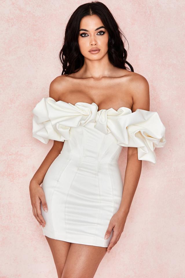Satin Ruffle Strapless Dress - Seldom Seen Styles