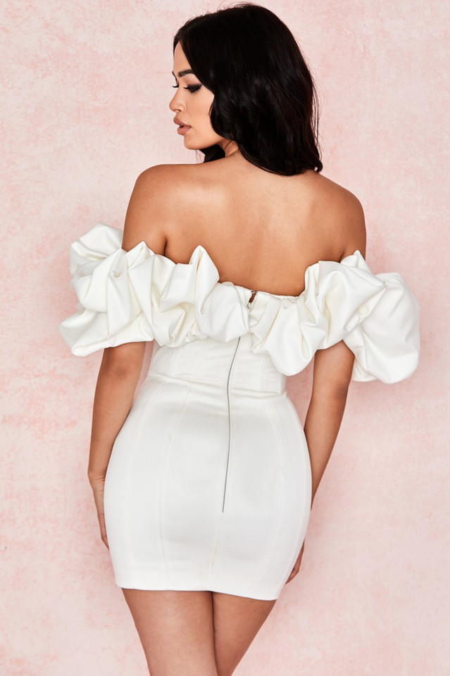 Satin Ruffle Strapless Dress - Seldom Seen Styles