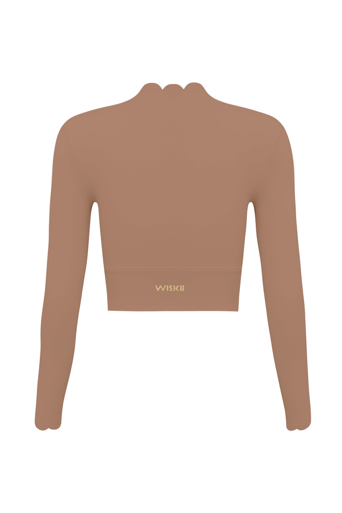 Scallop Cropped Long Sleeve Top | Tuscan Tan top | WISKII Active