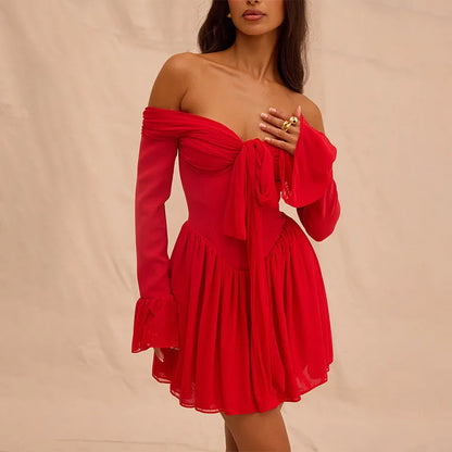 Scarlet Muse Long Sleeves Red Mini Dress - Seldom Seen Styles