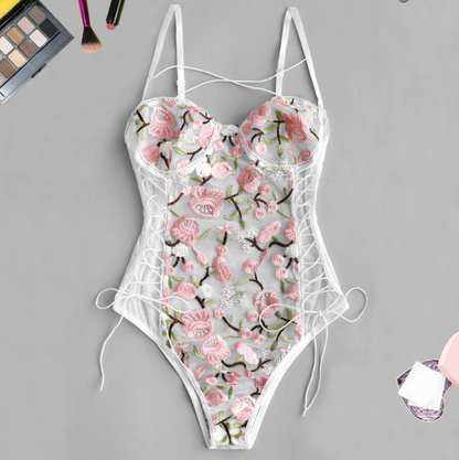 JAS EMBROIDERED FLORAL BODYSUIT LINGERIE | BRIDAL LINGERIE - Seldom Seen Styles