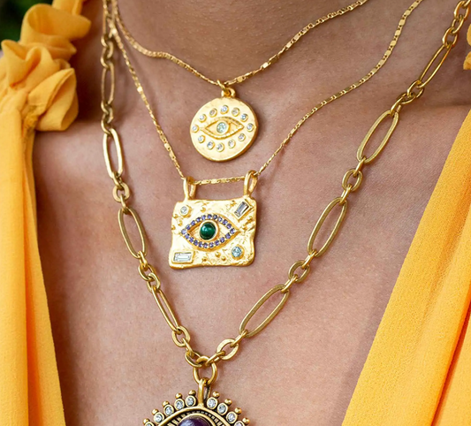 FARAH 18K GOLD PLATED EVIL EYE NECKLACE - Seldom Seen Styles