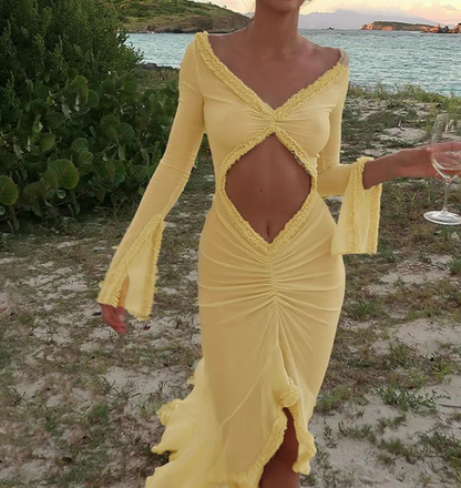 NINA SHEER CUTOUT MAXI DRESS - Seldom Seen Styles