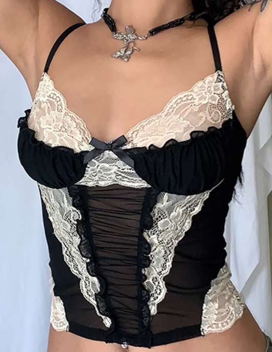 GIGI Y2K GOTH LACE CAMI - Seldom Seen Styles