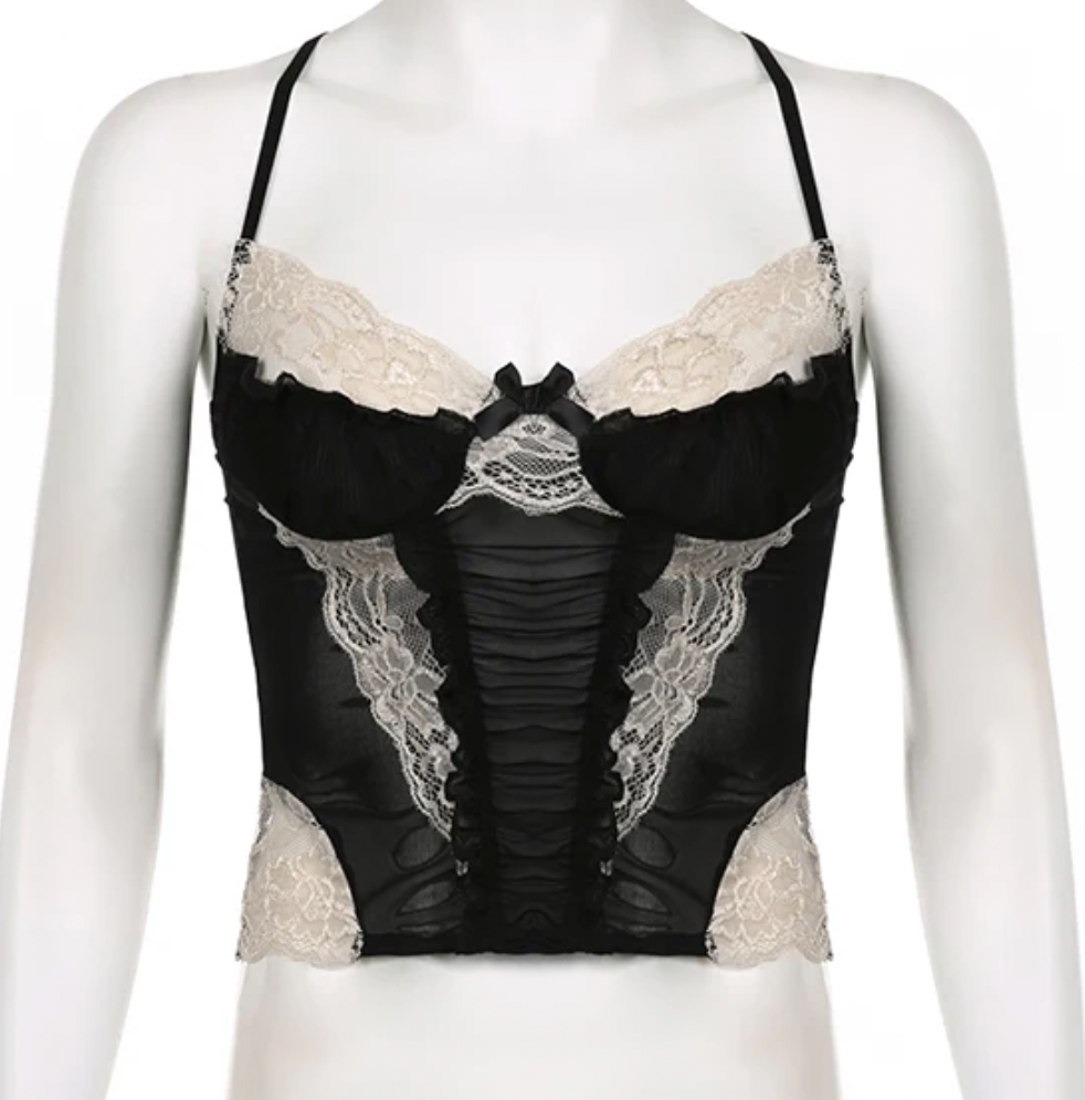 GIGI Y2K GOTH LACE CAMI - Seldom Seen Styles