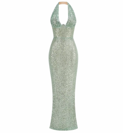 ROSE PLUNGE NECK SEQUIN GOWN - Seldom Seen Styles