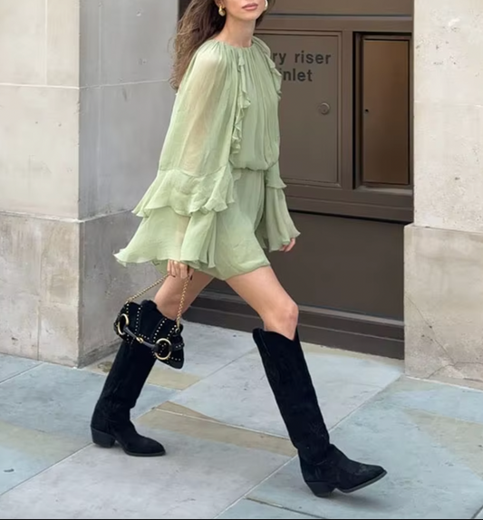 CHLOE RUFFLE CHIFFON MINI DRESS - Seldom Seen Styles