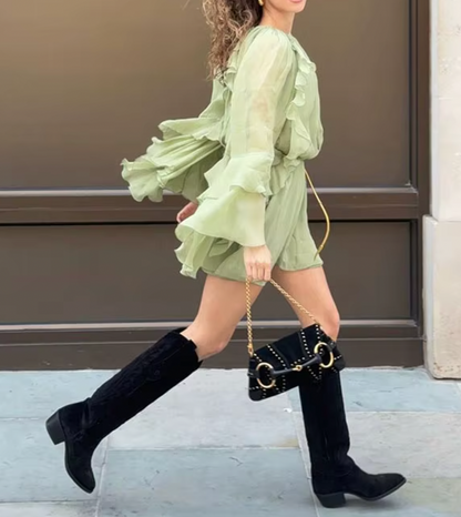 CHLOE RUFFLE CHIFFON MINI DRESS - Seldom Seen Styles