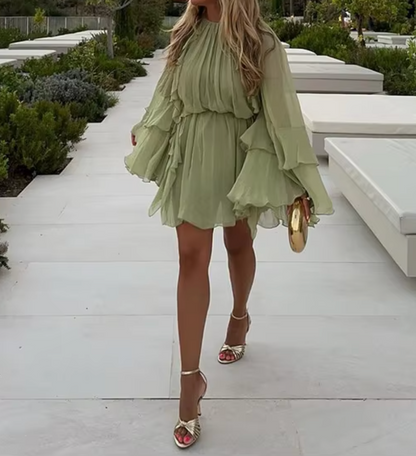 CHLOE RUFFLE CHIFFON MINI DRESS - Seldom Seen Styles