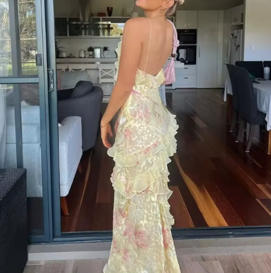 LORA FLORAL RUFFLE MAXI DRESS - Seldom Seen Styles