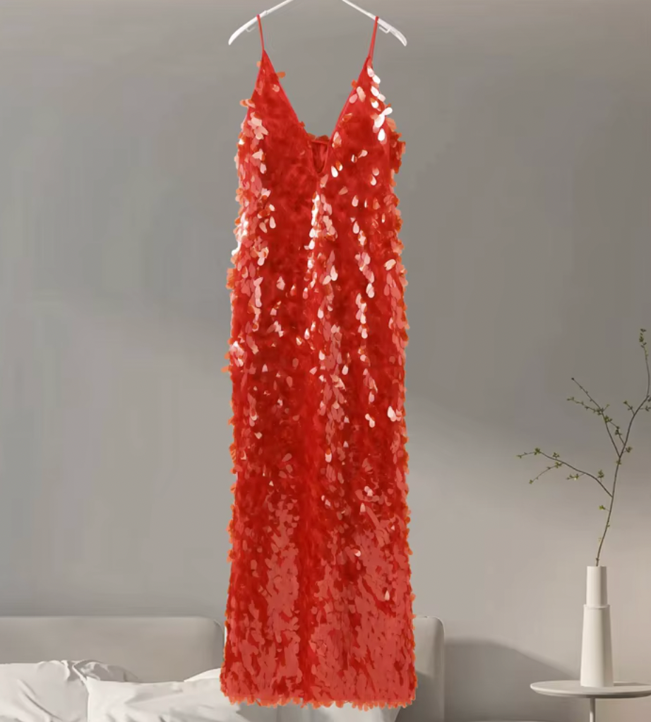 ROUGE SEQUIN MAXI DRESS - Seldom Seen Styles