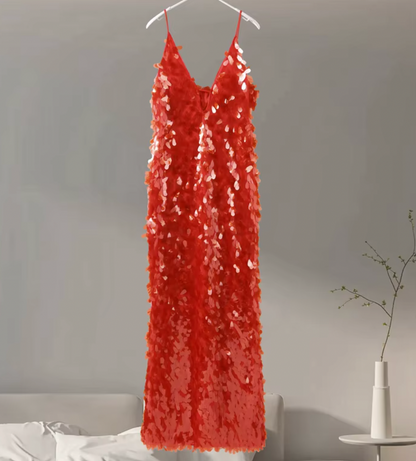 ROUGE SEQUIN MAXI DRESS - Seldom Seen Styles