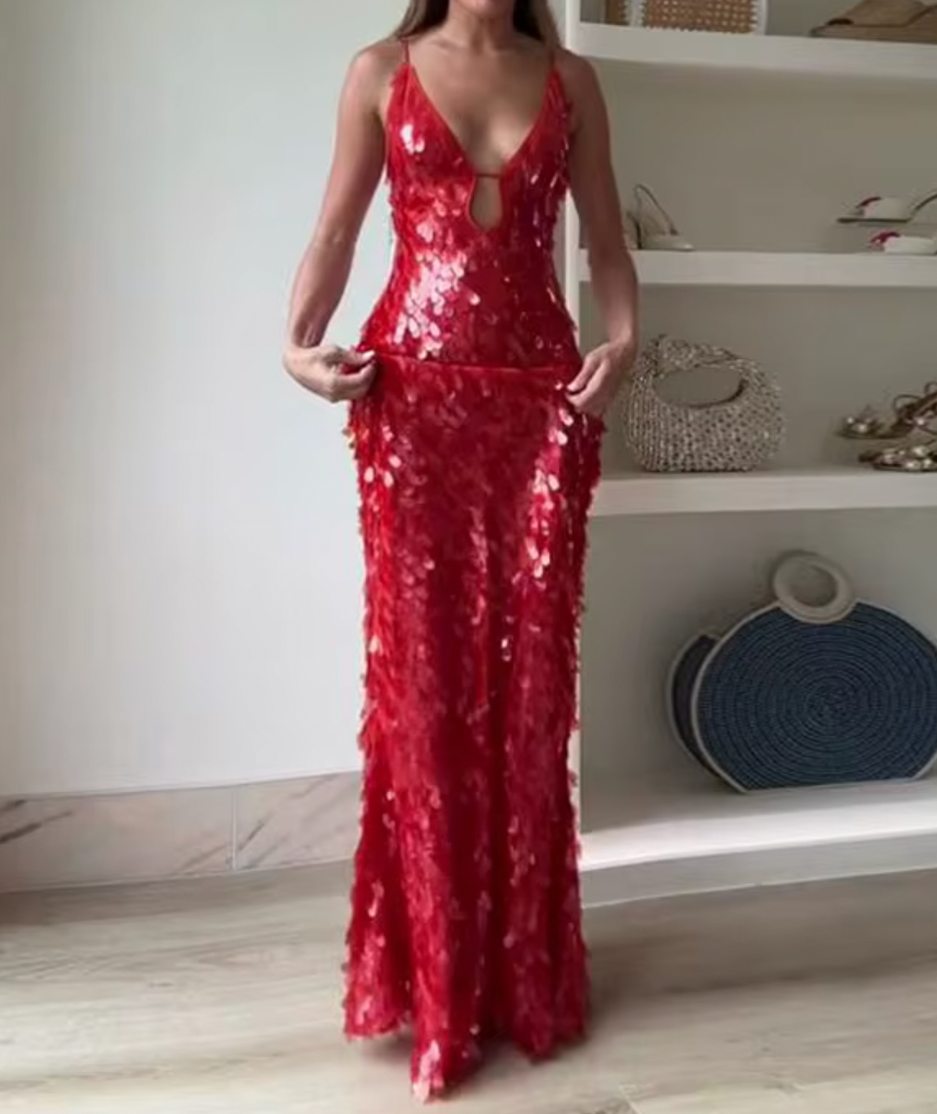 ROUGE SEQUIN MAXI DRESS - Seldom Seen Styles