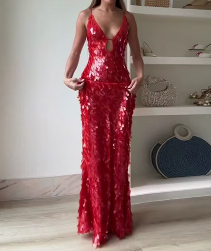 ROUGE SEQUIN MAXI DRESS - Seldom Seen Styles