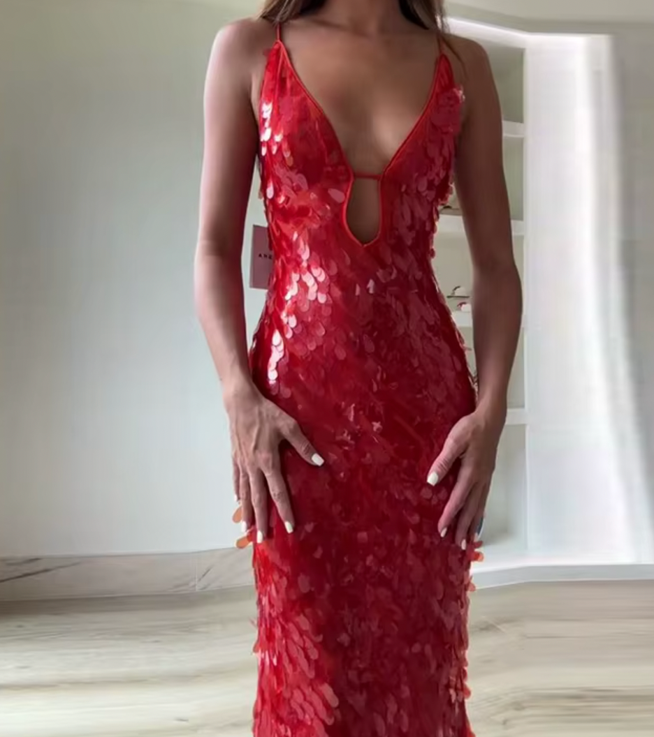 ROUGE SEQUIN MAXI DRESS - Seldom Seen Styles