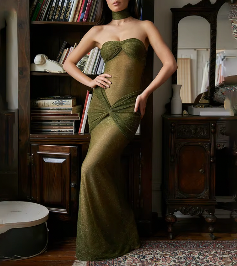 THEENA STRAPLESS SHEER GODDESS DRESS - Seldom Seen Styles