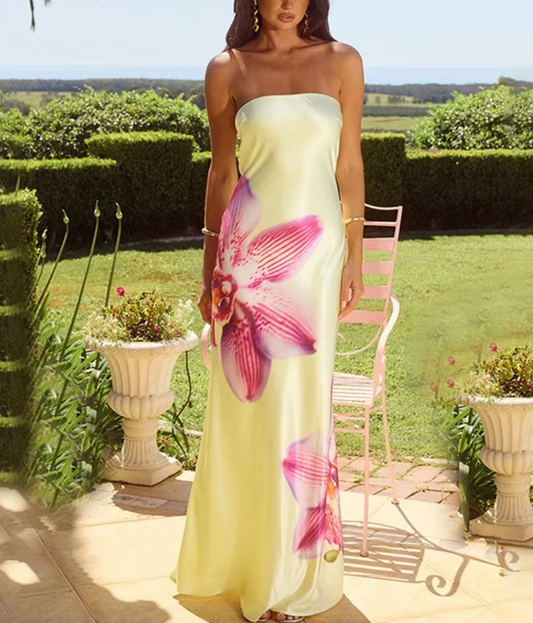 ELLIE STRAPLESS YELLOW DRESS - Seldom Seen Styles