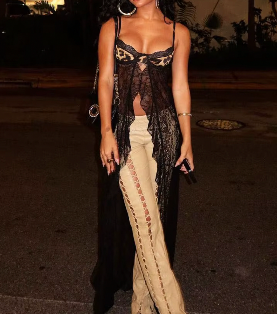 FRANI LEOPARD SHEER LACE TOP - Seldom Seen Styles