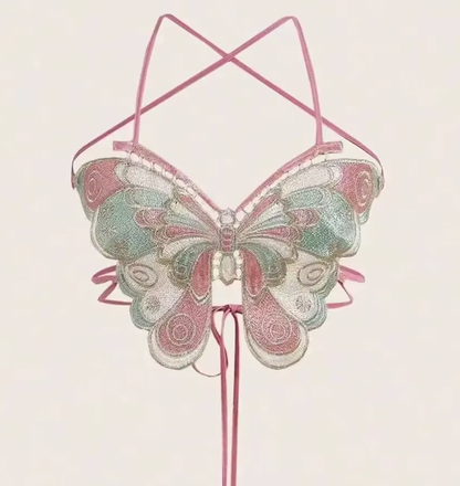 LIANE BUTTERFLY OPEN BACK Y2K TOP - Seldom Seen Styles