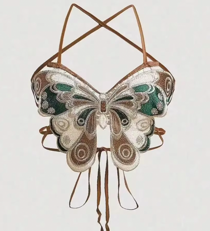 LIANE BUTTERFLY OPEN BACK Y2K TOP - Seldom Seen Styles