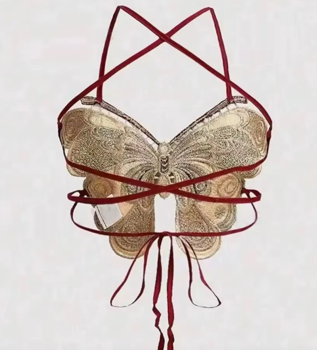 LIANE BUTTERFLY OPEN BACK Y2K TOP - Seldom Seen Styles