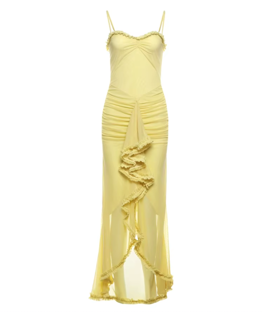 TANYA RUFFLE MAXI YELLOW DRESS - Seldom Seen Styles