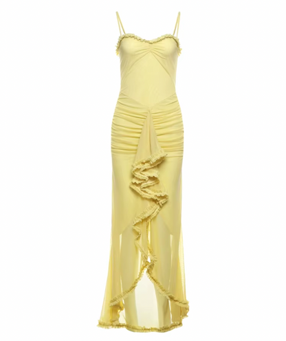 TANYA RUFFLE MAXI YELLOW DRESS - Seldom Seen Styles